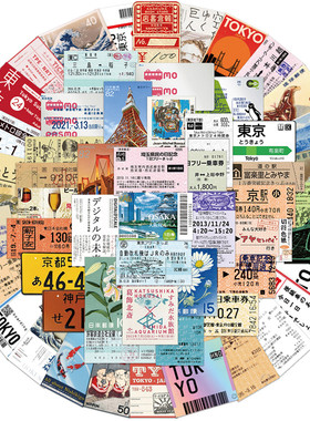日系东京旅行邮票涂鸦贴纸包