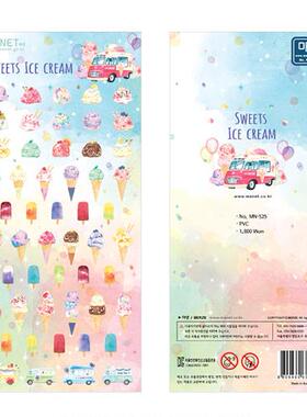 韩国manet贴纸 sweets ice cream 甜筒冰淇淋手帐装饰素材diy贴画