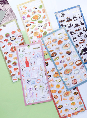 Nekoni贴纸 中国风系列 小吃糕点特色菜汉服熊猫手帐素材装饰贴画