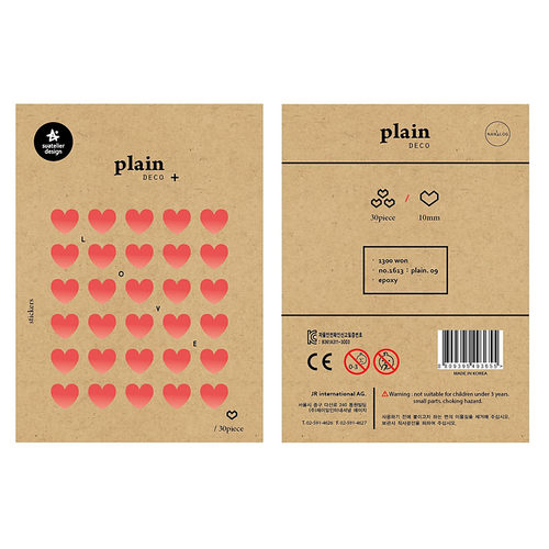 韩国贴纸plain.09立体滴胶爱心