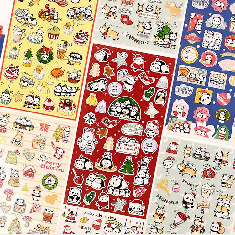 Nekoni贴纸熊猫圣诞系列可爱动物节日装扮手帐素材diy装饰贴画-封面