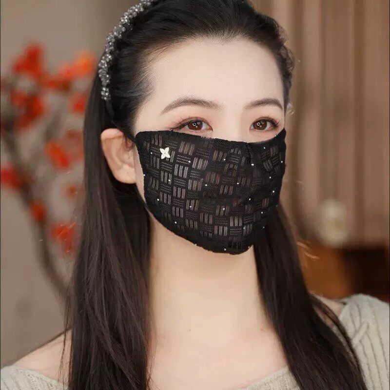 夏季小香风薄款透气防晒面纱女士