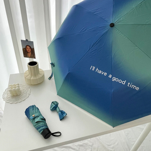haru渐变~ins博主推荐全自动晴雨两用伞女黑胶防晒防紫外线太阳伞