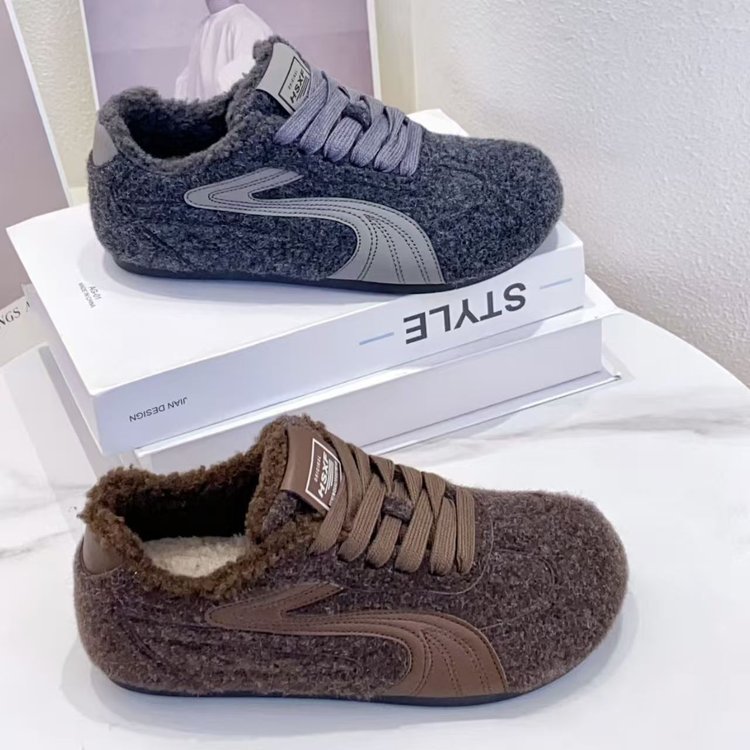 时尚加绒加厚防滑厚底棉鞋女冬