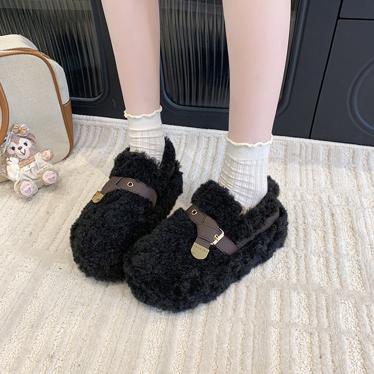 加绒保暖防滑拉德棉鞋豆豆棉鞋女