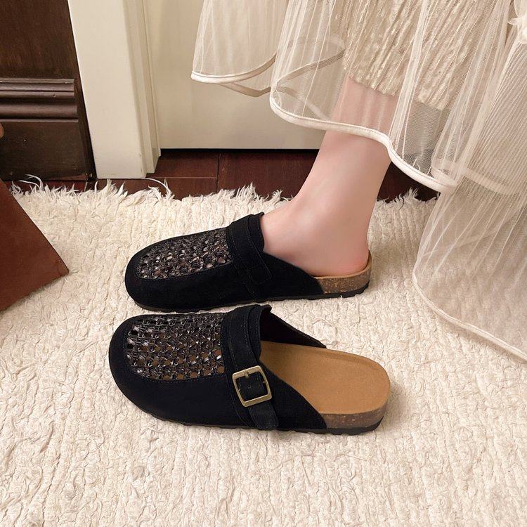包头半拖鞋外穿女士轻奢复古镂空透气超软轻便休闲舒适设计感鞋子,女鞋,包头拖,淘宝优惠券,粉丝福利购,淘宝优惠卷