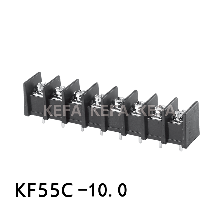 kefa科发10.0间距KF55C黑色栅栏式PCB接线端子带耳中脚位含普票