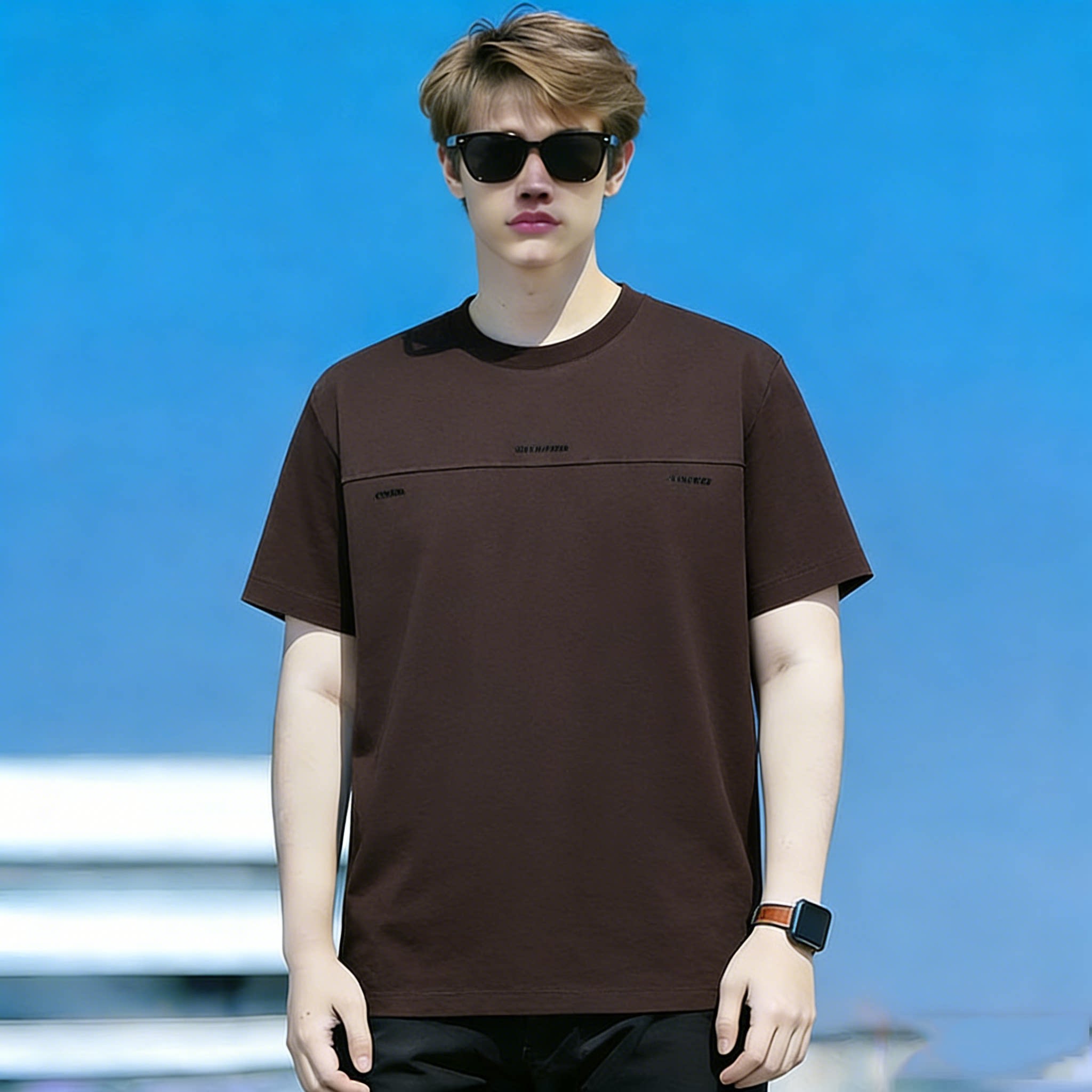 大码休闲风圆领短袖t恤男加肥加大宽松胖子百搭字母棉质薄款汗衫