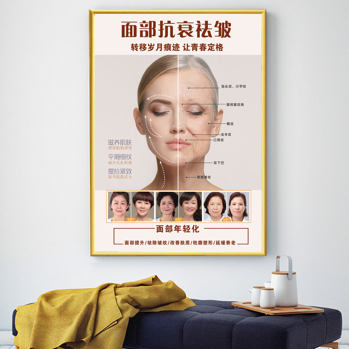 面部抗衰祛皱广告宣传海报皮肤管理去皱挂画美容院装饰画墙贴图片