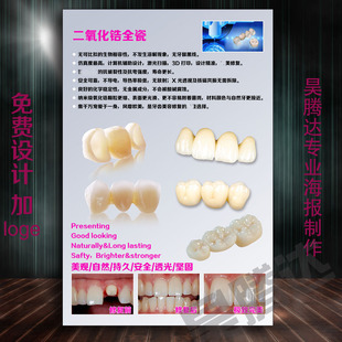 牙科诊所牙齿口腔知识宣传海报 二氧化锆全瓷挂图 医院装饰墙贴画