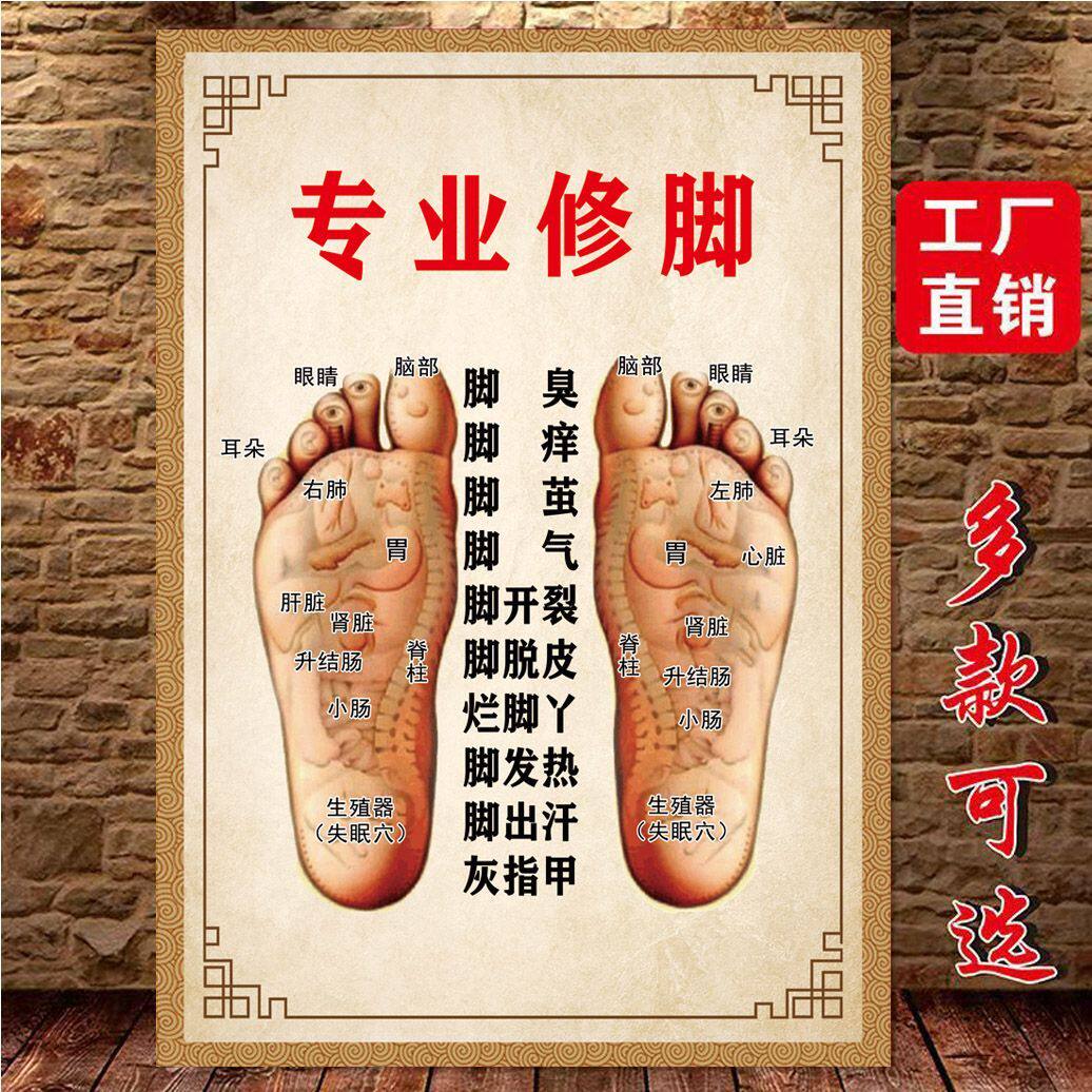 足疗按摩修脚店图足疗穴位图常见脚病图解挂图灰指甲海报广告宣传