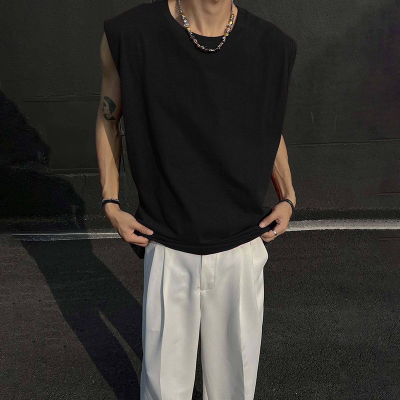 A532TP15-2026夏季新款美式纯棉坎肩背心男潮牌纯色运动无袖汗衫，男装背心/马甲，电商B241