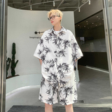 套装夏季新中式短袖短裤男冰丝休闲衬衫一套衣服-A1077TP55控78，男装牛仔裤，电商B241