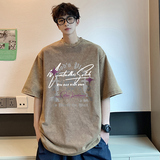 男夏季宽松半袖美式复古痞帅水洗做旧潮牌T恤短袖-A1115TP35控59，男装T恤，电商B241