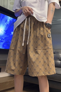 运动裤子夏季宽松棋盘格短裤男士情侣冰丝短裤B241-A897TP35 控58图片