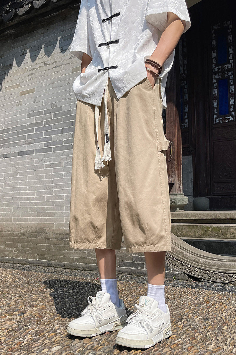 七分裤男夏季风2025过膝短裤美式宽松休闲裤子-A921TP38控58,男装牛仔裤,电商B241