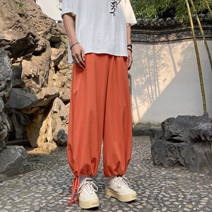 风新中式男夏季高级垂感宽松直筒阔腿休闲长裤子-A1067TP38控59图片