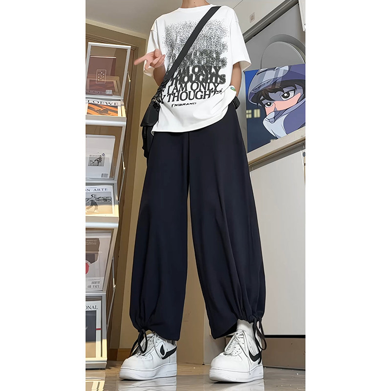 A1067TP38控59-夏季潮牌风裤子男士新中式直筒阔腿系带束脚裤,男装休闲裤,电商B241