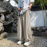 风新中式男夏季高级垂感宽松直筒阔腿休闲长裤子-A1067TP38控59，男装休闲裤，电商B241