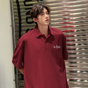 衬衫领夏季polo衫痞男生美式重磅短袖男装衣服潮-A1105TP35 控58图片
