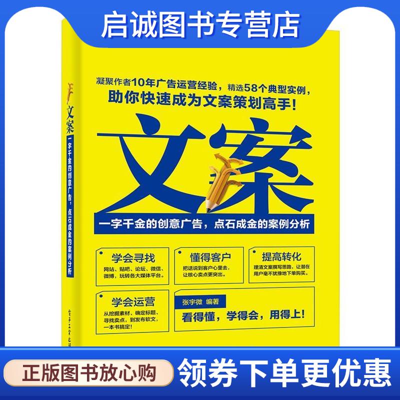 正版现货直发文案:一字千金的创意广告，点石成金的案例分析 张宇微　编著 9787121308345 电子工业出版社 - 实物图