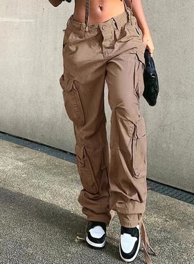 Cargo Pants Women Baggy Jeans Straight Y2k Denim Trousers女