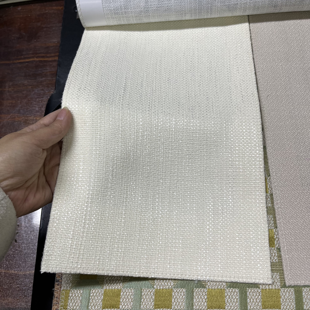 现代简约轻奢 奶油色亚麻素色抱枕面料主卧客厅书房窗帘布艺
