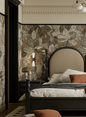 Owls Under The Leaves 英伦风猫头鹰 时尚个性花鸟壁纸 客厅墙纸