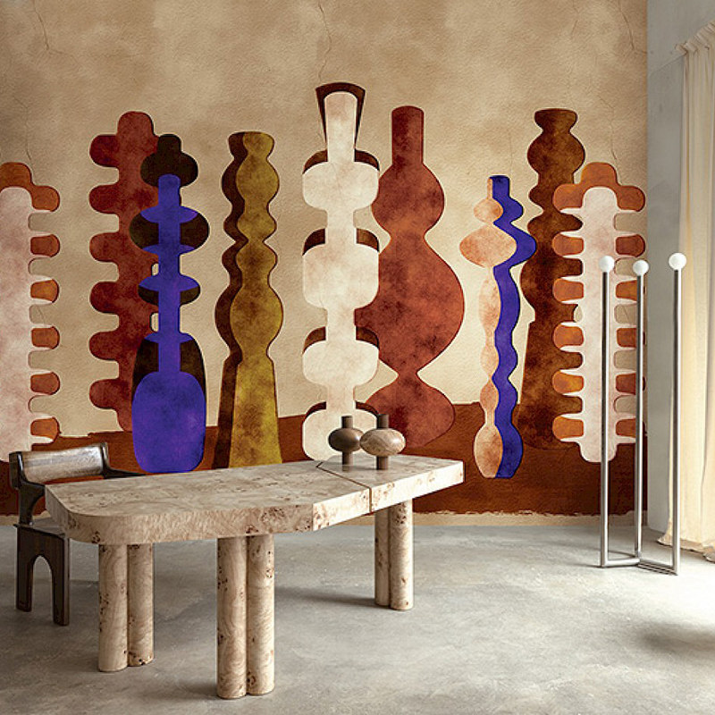 比利时原装进口正品壁画现代个性 美式复古 中式陶器元素背景墙纸