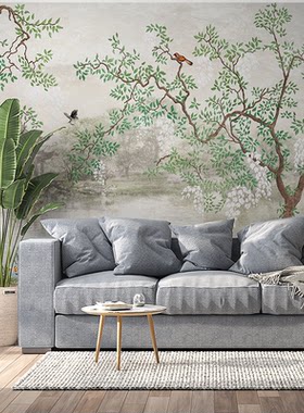 FANTASY TREE 个性定制无缝壁画 湖景 树 现代中式卧室背景墙纸