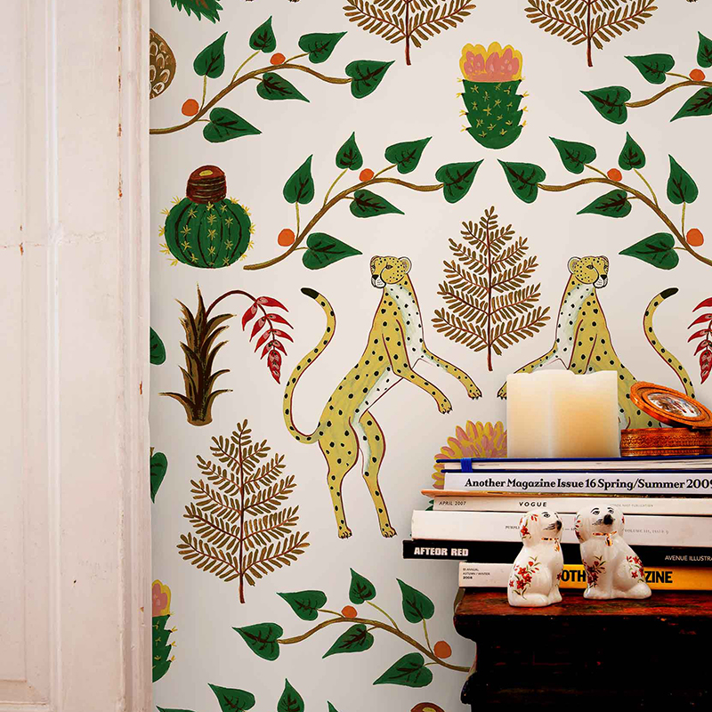 西班牙进口壁纸豹子背景墙壁纸