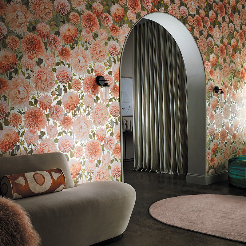 Dahlia 英国原装进口壁纸 法式美式大丽花 花卉卧室 客厅背景墙纸