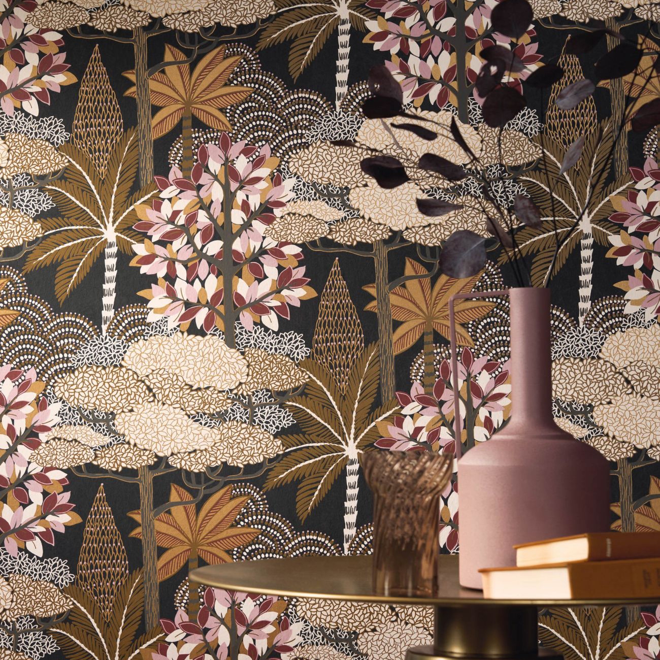 Q现货法国进口casamance复古法式玫瑰森林墙纸电视卧室背景墙壁纸