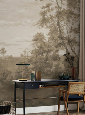 瑞典原装进口定制壁画Milieu现代美式油画风格客厅卧室背景墙壁纸