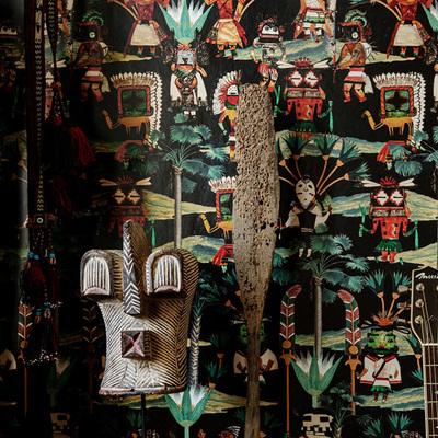 罗马尼亚原装进口墙纸 HOPI SPIRIT Anthracite 印第安人背景壁纸