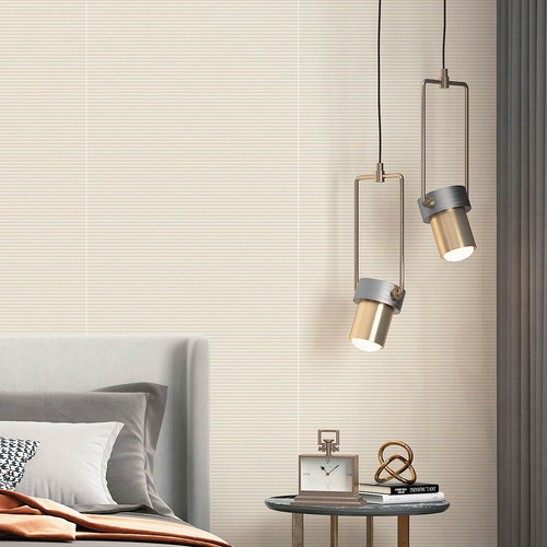 3D软包墙纸 现代轻奢隔音客厅卧室背景墙壁纸 横纹天鹅绒面料墙布