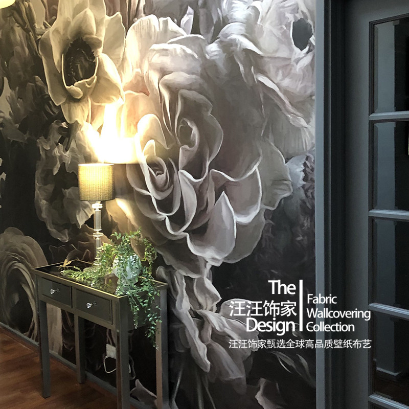 瑞典原装进口定制壁画RANUNCULLUS 复古美式大花 玫瑰 沙发背景墙