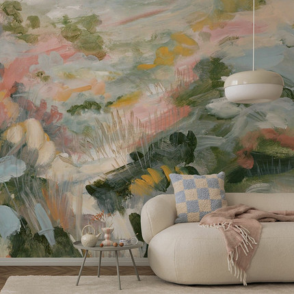 Painted Verdure瑞典原装进口定制壁画 现代简约油画餐厅沙发背景