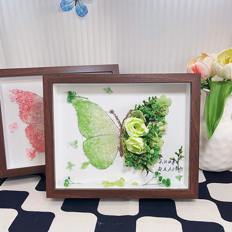 diy手工水晶干花蝴蝶相框摆件全套材料包送男女朋友创意生日礼物
