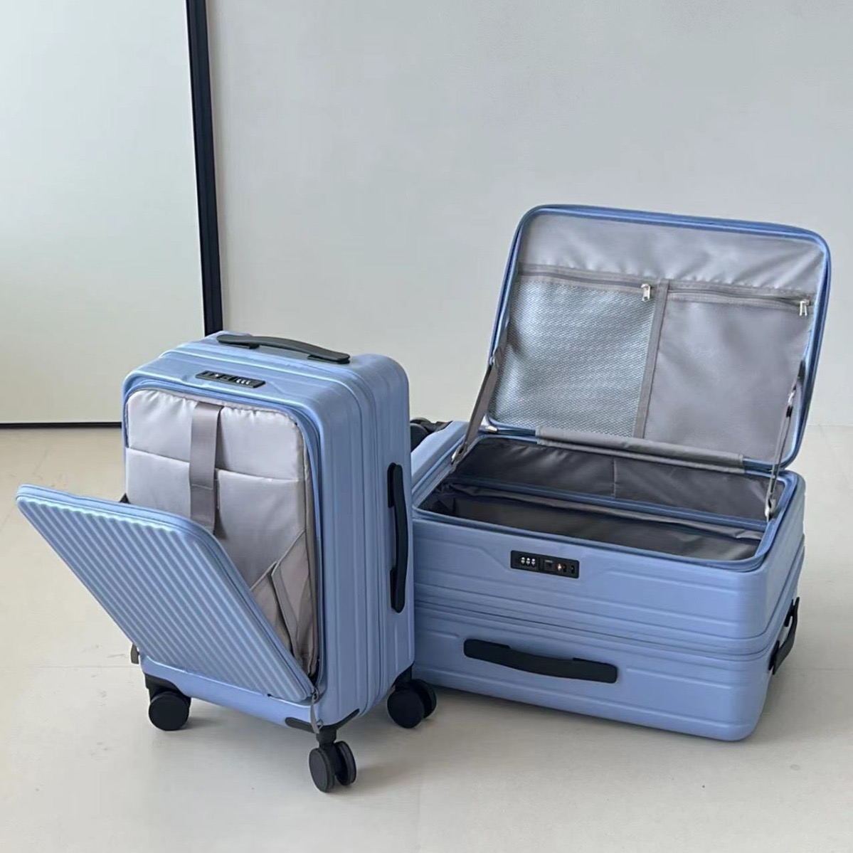 有扩展层pc材质飞机轮侧开行李箱