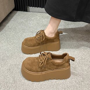 系带勃肯鞋女秋冬厚底松糕爆款女鞋2025新款增高网红大头豆豆单鞋