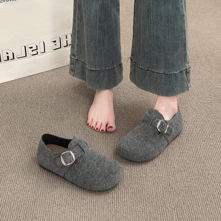 巨好看厚底全包勃肯鞋女2026春秋新款豆豆鞋一脚蹬灰色呢子博肯鞋,女鞋,勃肯鞋/软木鞋,淘宝优惠券,粉丝福利购,淘宝优惠卷