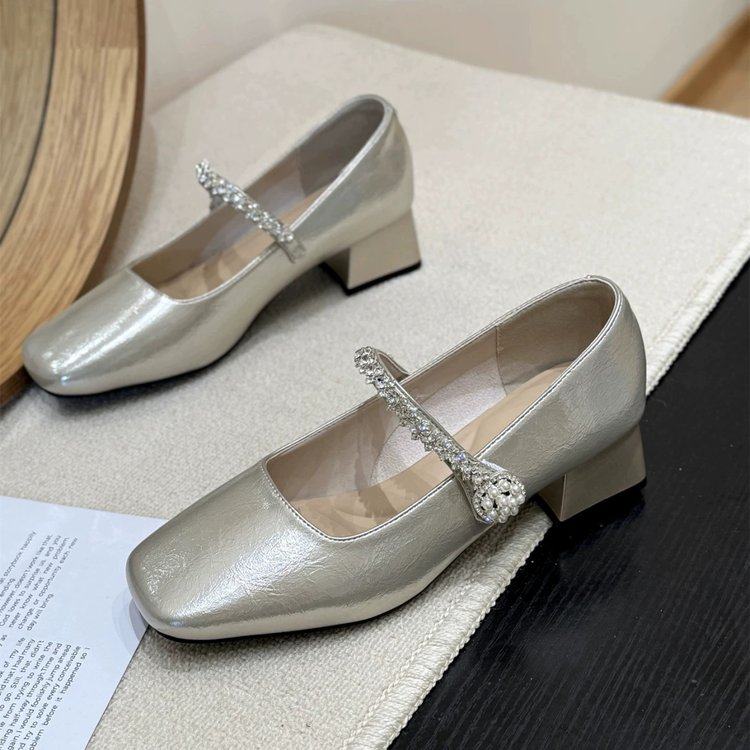 2025新款韩版方头珍珠水钻一字带浅口芭蕾舞玛丽珍鞋女单鞋女鞋,女鞋,浅口单鞋,淘宝优惠券,粉丝福利购,淘宝优惠卷