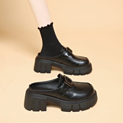 拖鞋女夏外穿2025新款爆款包头半拖勃肯鞋厚底配裙子一脚蹬增高鞋