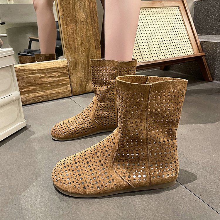 镂空透气短靴中筒靴子