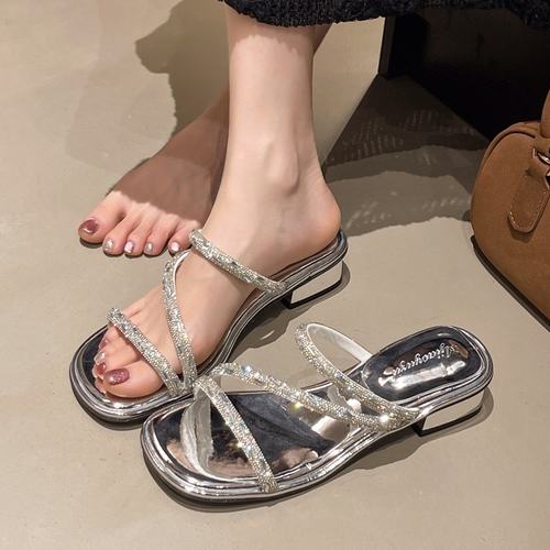 法式水钻拖鞋女夏外穿
