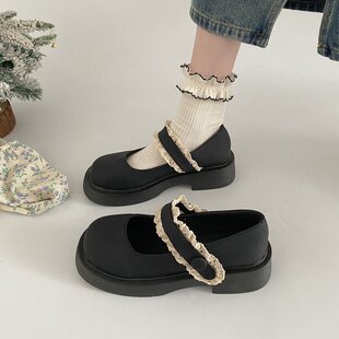 韩版玛丽珍鞋女夏绿色2026复古百搭日系学院风小皮鞋厚底JK单鞋潮