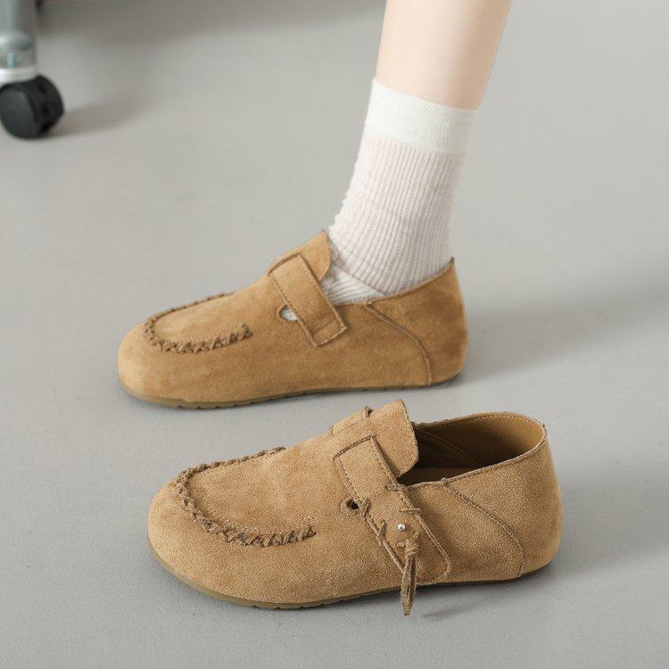 复古磨砂真皮平底勃肯鞋女2025秋季新款一脚蹬懒人两穿百搭单鞋子,女鞋,深口单鞋,淘宝优惠券,粉丝福利购,淘宝优惠卷