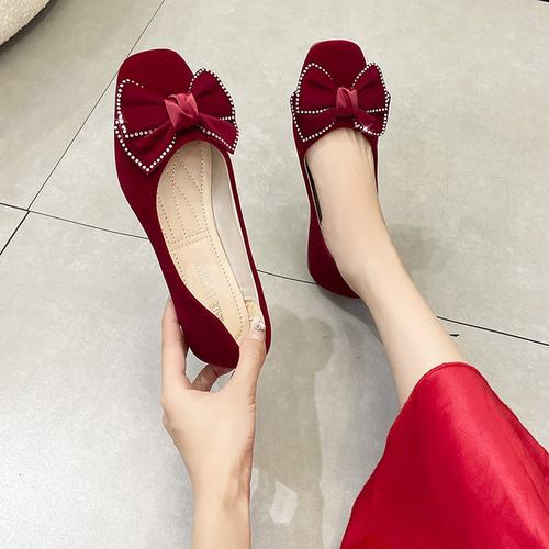 新娘孕妇结婚喜婆婆红色单鞋