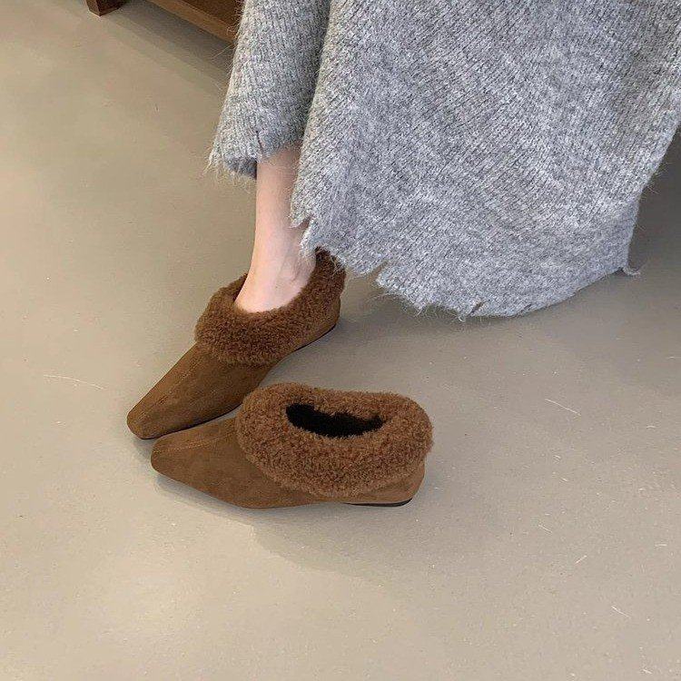 内增高毛毛鞋女2025秋冬季新款深口低帮鞋百搭尖头加绒单鞋棉瓢鞋,女鞋,深口单鞋,淘宝优惠券,粉丝福利购,淘宝优惠卷